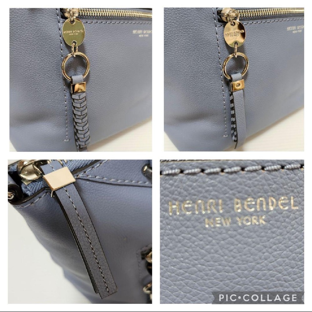 Henri Bendel Blue Leather 2-Way Mini Crossbody Tote Bag - Picture 10 of 11